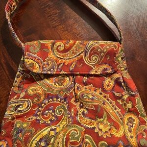 Paisley Patterned Red and Gold Women's Bag